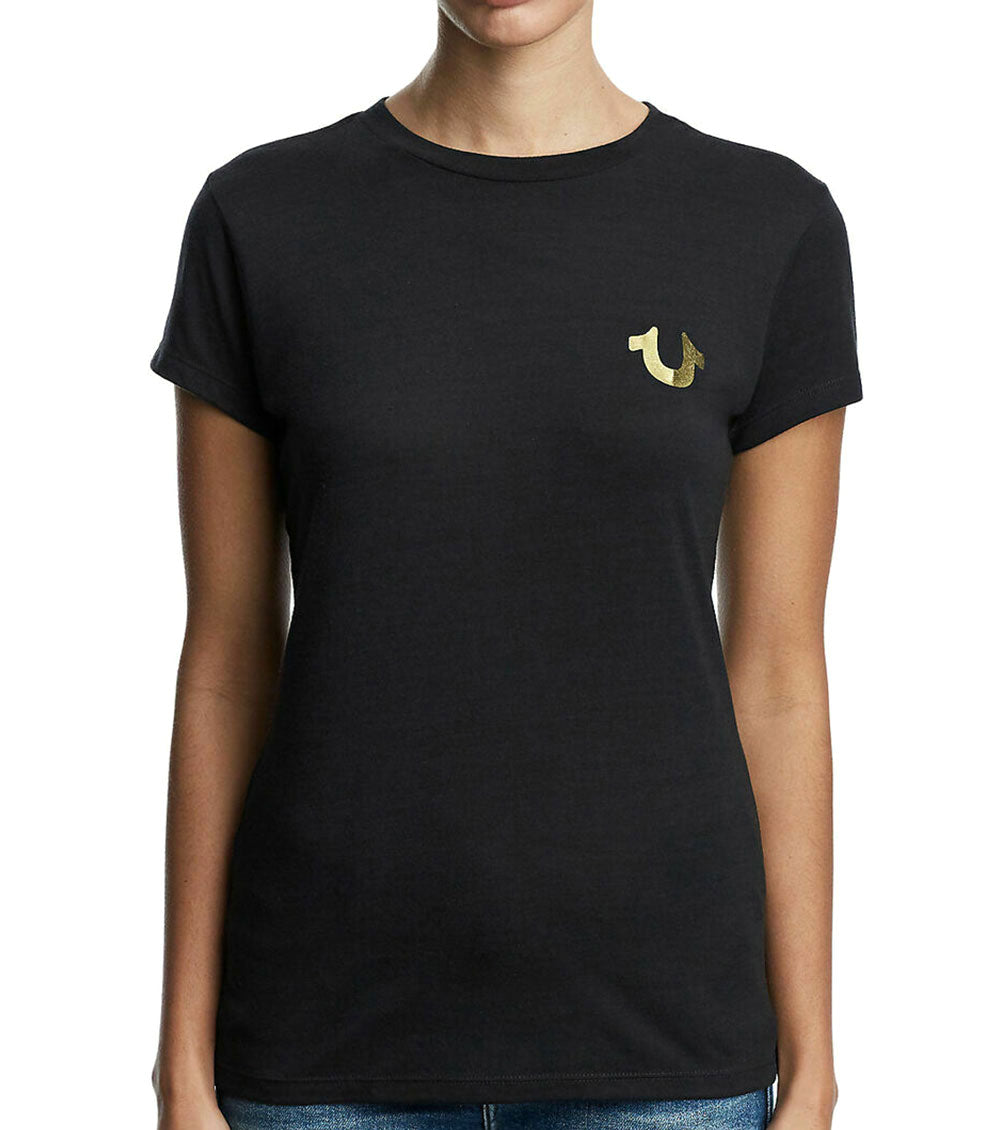 Black Crew Neck Golden Logo T-Shirt