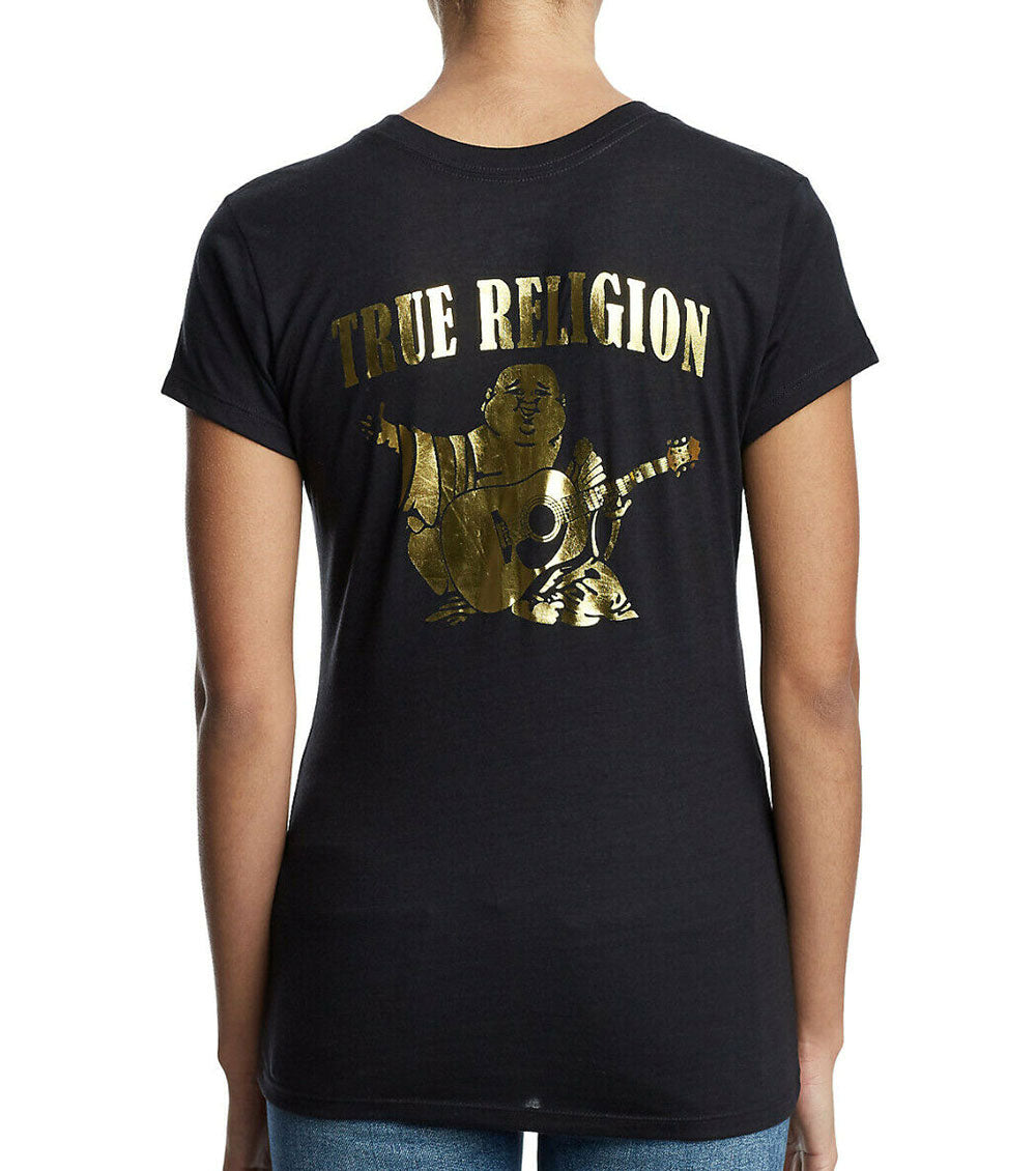 Black Crew Neck Golden Logo T-Shirt