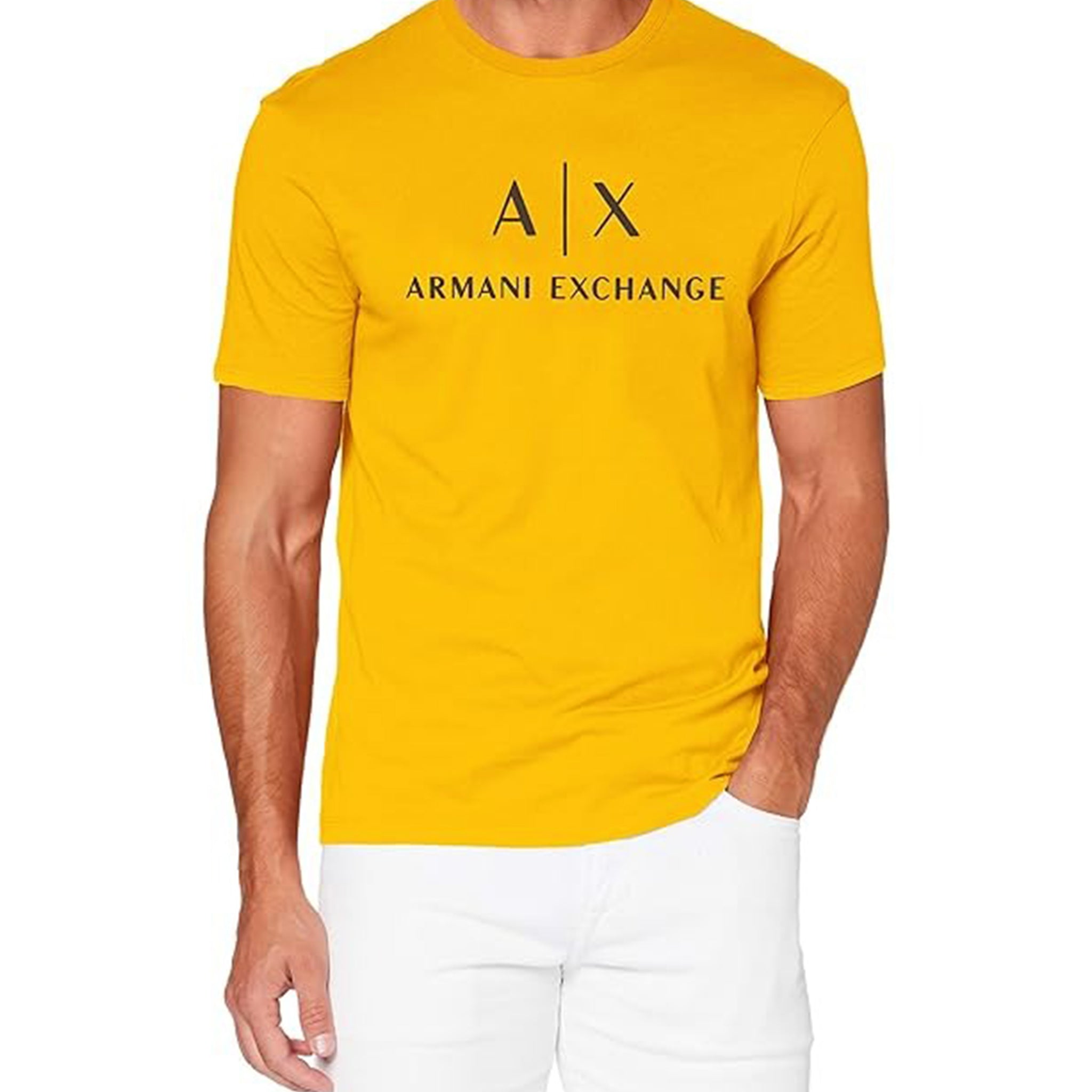 Logo Print Regular Fit Round-Neck Yellow T-ShirT