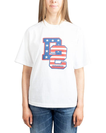 D2 Graphic Print Oversized T-Shirt White