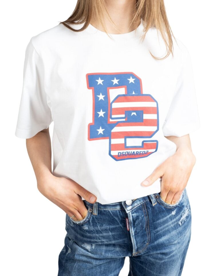 D2 Graphic Print Oversized T-Shirt White