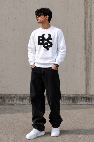 Bold Fusion White Graphic Sweatshirt