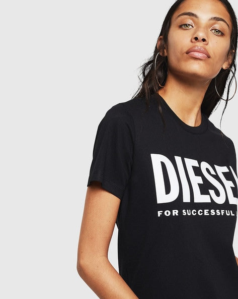 T-SILY Logo Print Regular Fit Black T-shirt