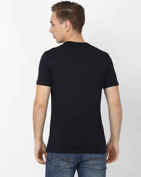 Graphic White Logo Print Regular Fit Crew-Neck T-shirt