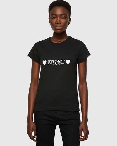 T-Slicup Graphic Print Regular Fit Crew-Neck Black T-shirt