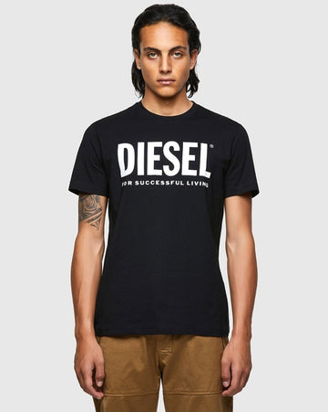 T-Diegos Label Logo Print Regular Fit Black T-shirt