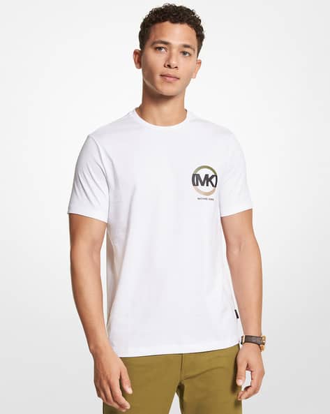 White Logo Print Crew-Neck T-shirt