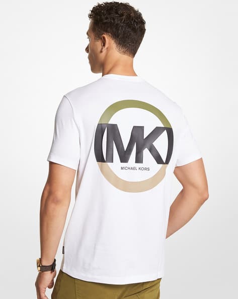 White Logo Print Crew-Neck T-shirt