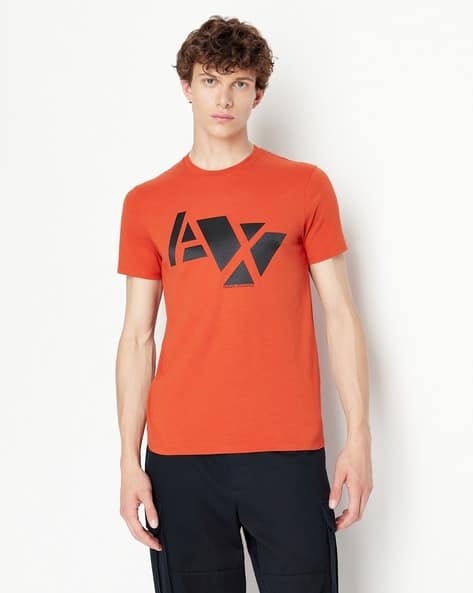 Distorted Logo Print Regular Fit Pure Cotton Crew-Neck T-Shirt