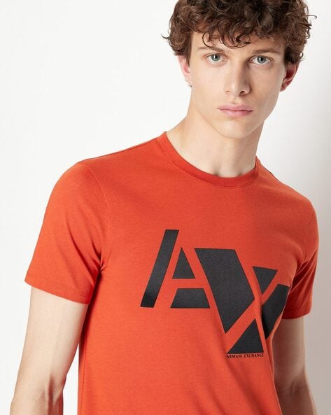 Distorted Logo Print Regular Fit Pure Cotton Crew-Neck T-Shirt