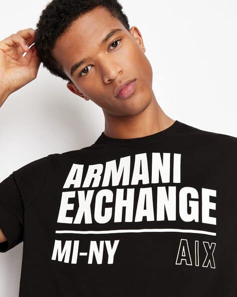 ARMANI EXCHANGE Pure Cotton T-shirt with Logo Print