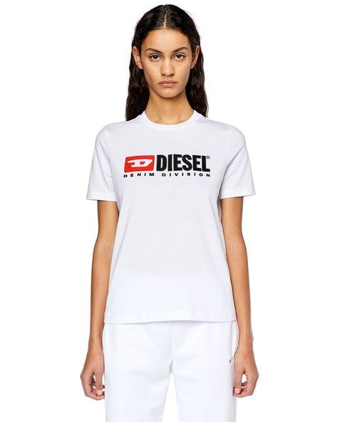 T-REG-DIV Regular Logo Printed White T-Shirt