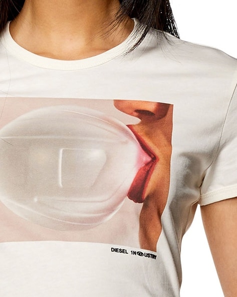 Oval D-Bubblegum Print White T-Shirt