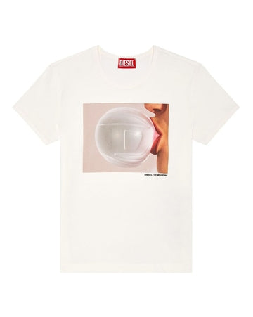 Oval D-Bubblegum Print White T-Shirt