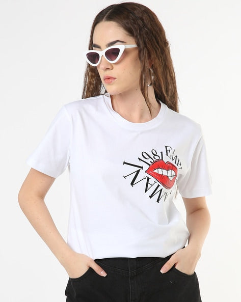 Logo mania 1981 White Regular Fit Cotton T-Shirt