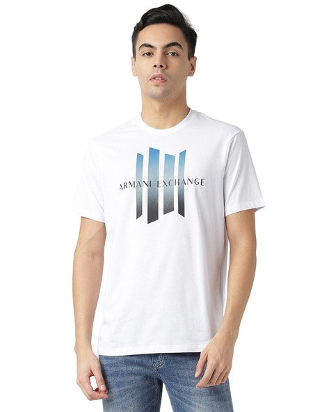 Contrast Print Regular Fit Cotton White T-Shirt
