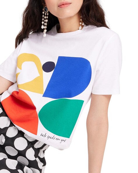 Geometric Print Relaxed Fit Cotton T-Shirt