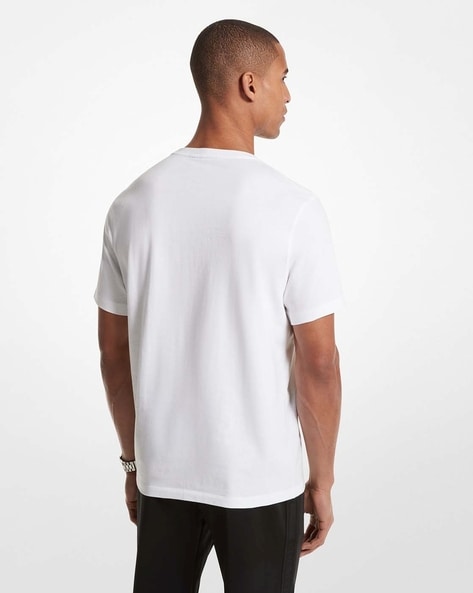 Graphic Logo Cotton Regular Fit White T-Shirt