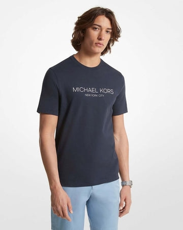 Graphic Logo Cotton Regular Fit Navy T-Shirt