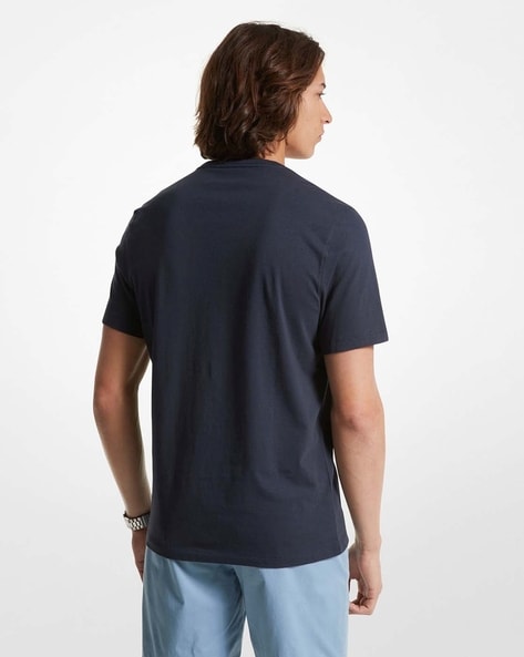 Graphic Logo Cotton Regular Fit Navy T-Shirt