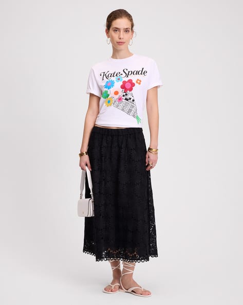 Floral Newspaper White T-Shirt