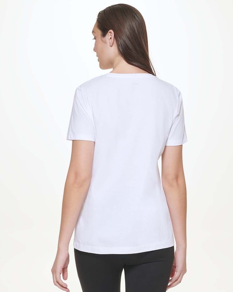 DKNY Women Brand Print Regular Fit Round-Neck T-Shirt