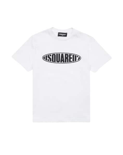 Logo Print Regular Fit Crew-Neck White T-Shirt