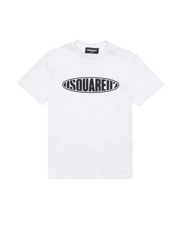 Logo Print Regular Fit Crew-Neck White T-Shirt