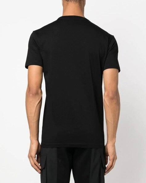 Silver Logo Icon Cotton Regular Fit T-Shirt Black