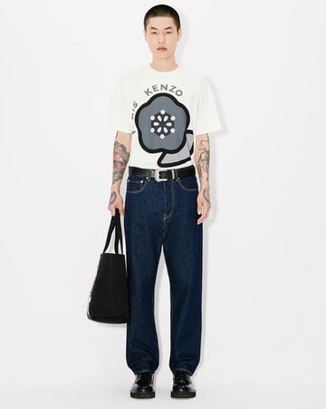 Pop Boke Flower White Oversized Fit T-Shirt