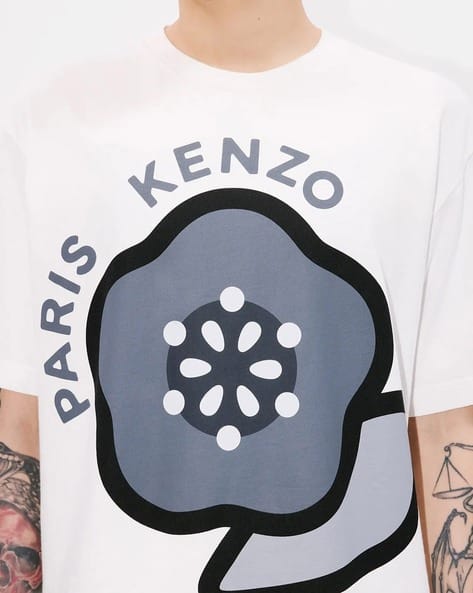 Pop Boke Flower White Oversized Fit T-Shirt
