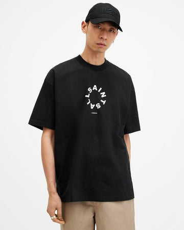 Tierra Logo Print Oversized Crew-Neck T-Shirt Black