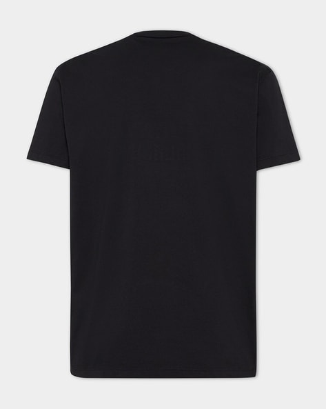 Unisex Typographic Print Regular Fit Crew-Neck Black T-Shirt