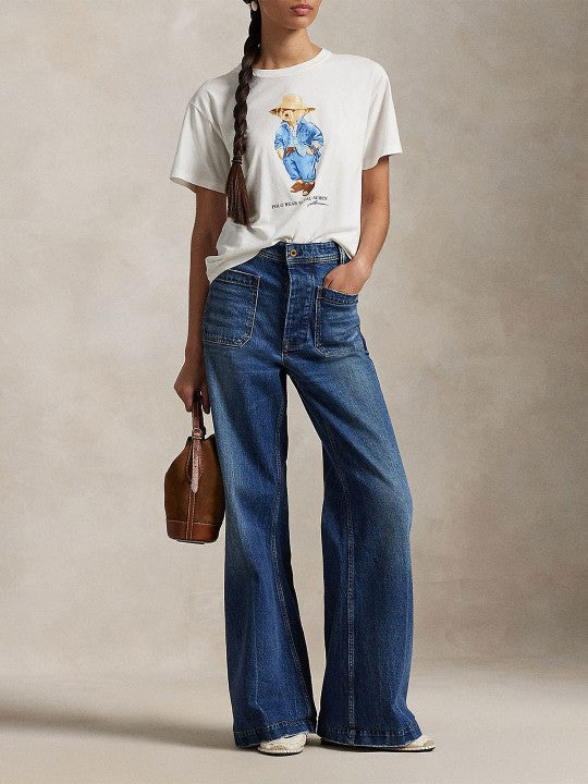 Polo Ralph Lauren Women Graphic Printed Round Neck Cotton white T-shirt