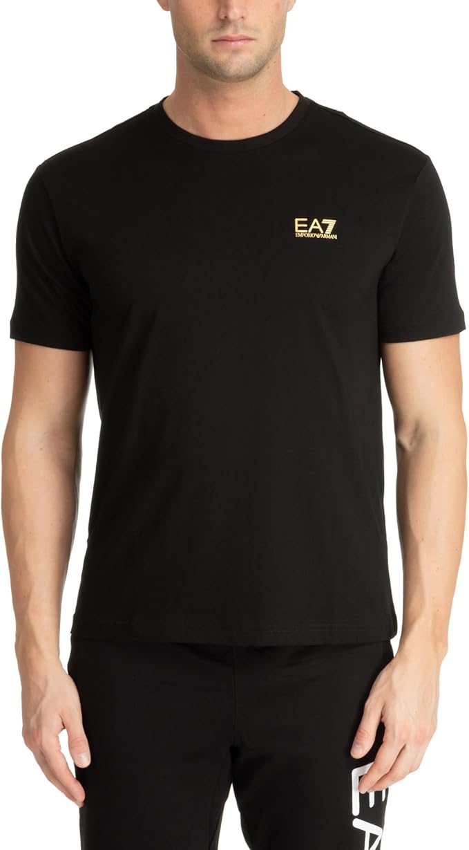 Emporio Armani EA7 Men's T-Shirt Crew Neck Logo Series in Cotton, with Maxi Logo on the Back - Black T-shirt