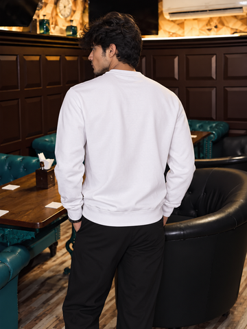 Monochrome Edge White Graphic Sweatshirt