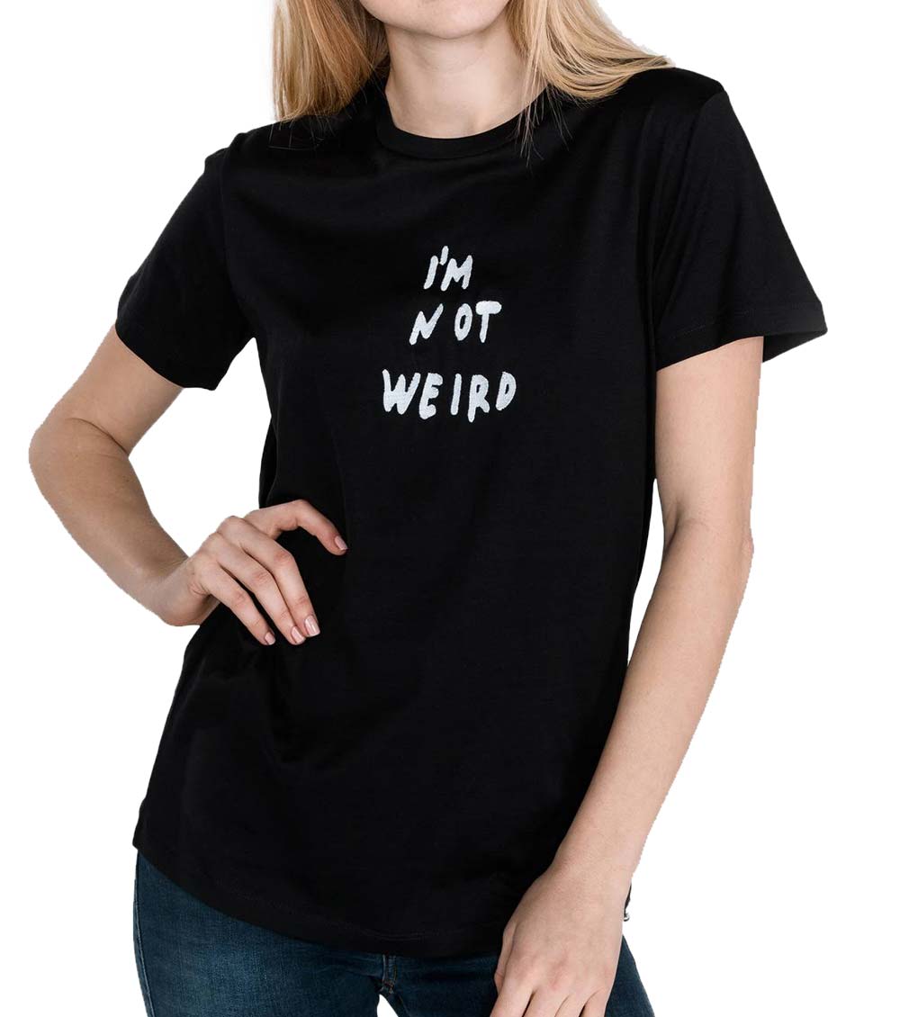 I"M NOT WEIRD Black Crewneck T-Shirt
