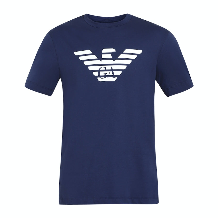 Eagle Men Blue Printed Round T-Shirts