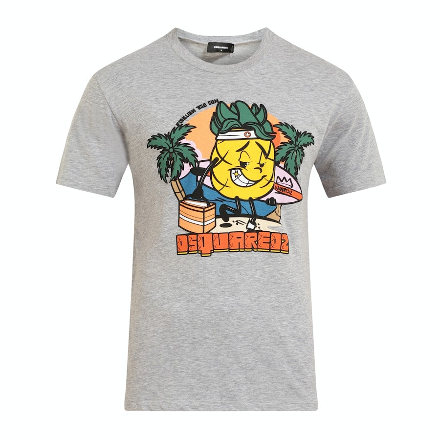 Grey Melange Follow-The-Sun Print T-shirt