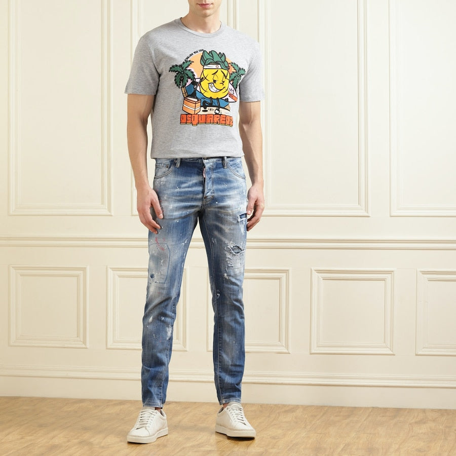 Grey Melange Follow-The-Sun Print T-shirt