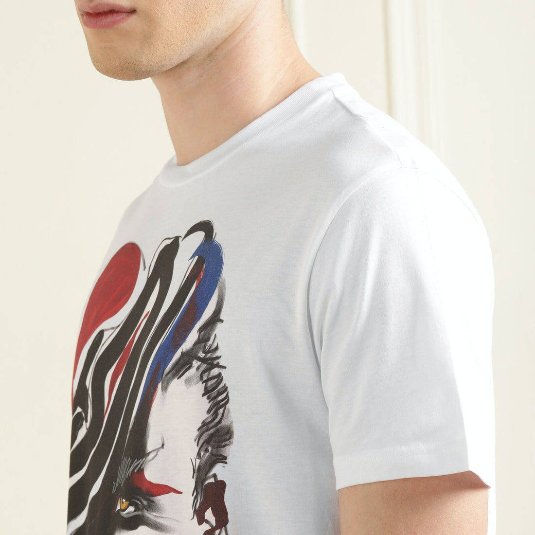 Brand Couture Men White Chest Print T-shirt