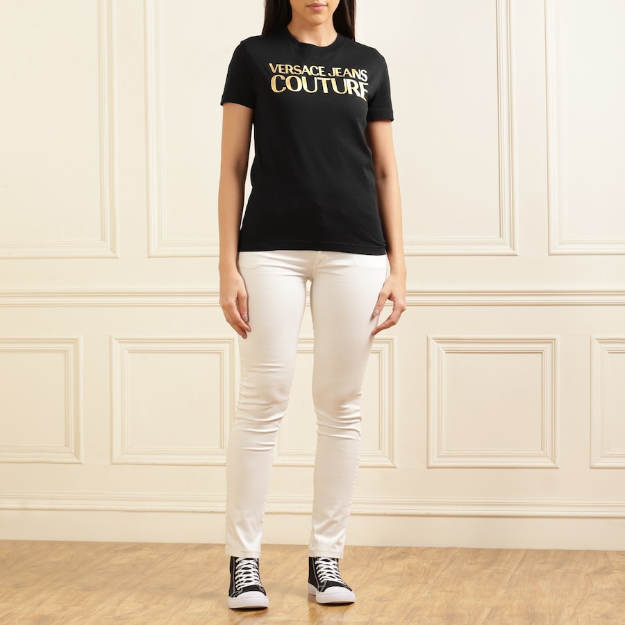 Women Black VJC Lettering T-shirt