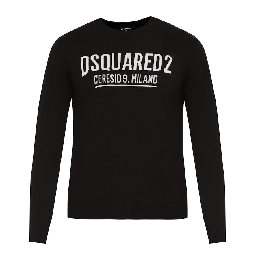 Men Black D2 CERESIO9 MILANO Chest Logo Sweatshirt