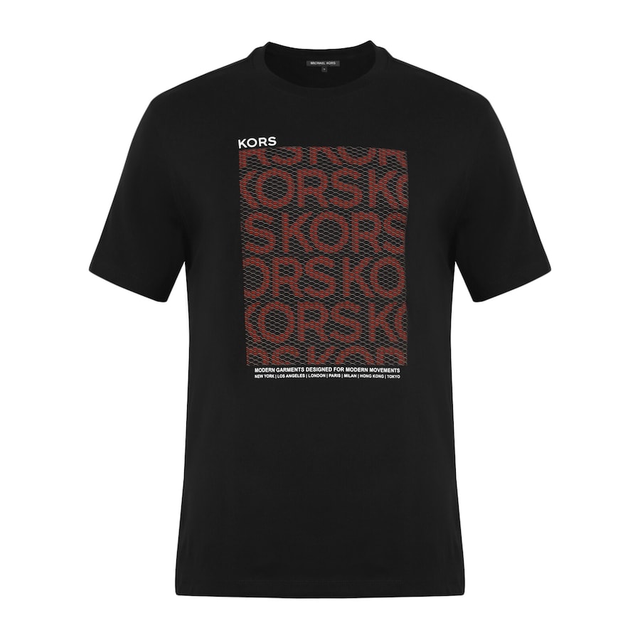 Michael Kors Men Black Mesh Kors Block Print T-Shirt