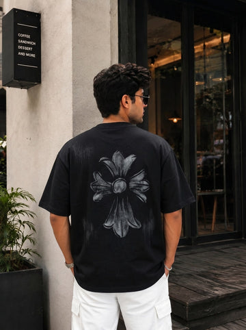 The Onyx Distressed Gothic Cross Tee