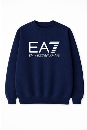 Emporia Armani logo-print navy blue cotton sweatshirt