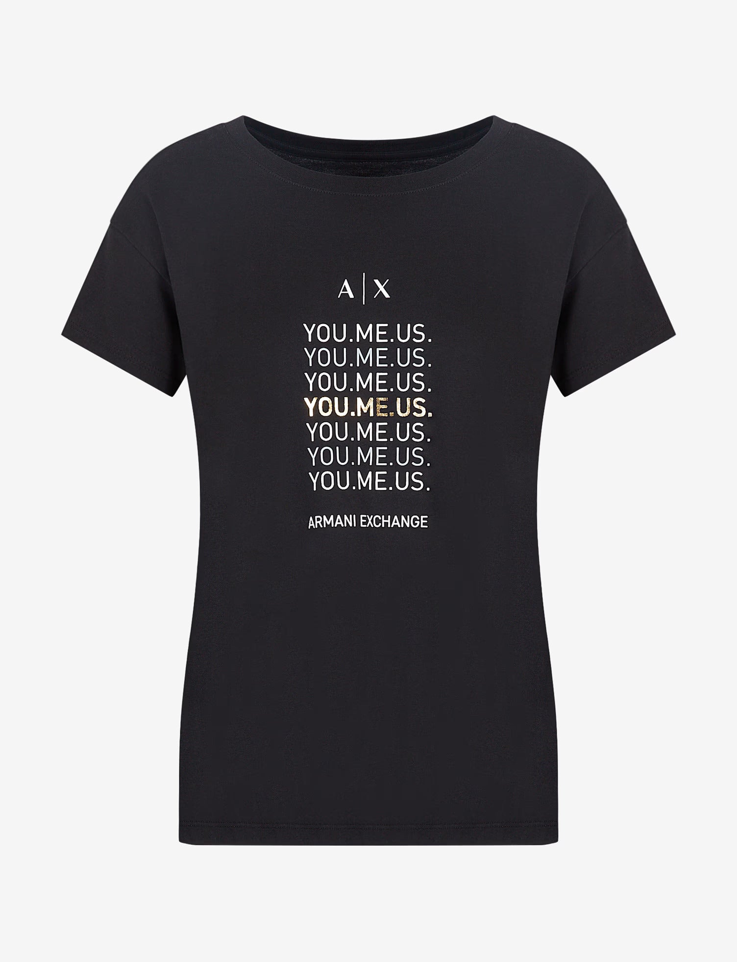 Foil Logo Print Boyfriend Fit Black T-Shirt