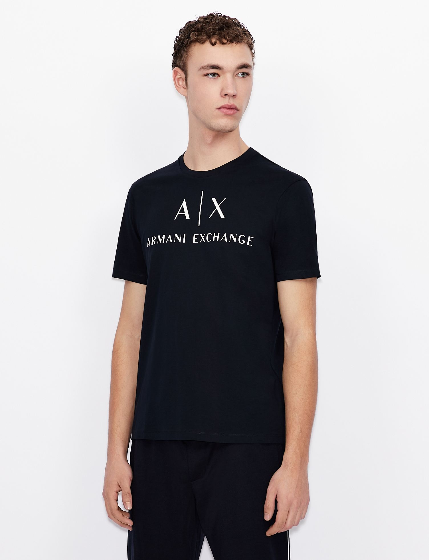 Brand Logo Print Regular Fit Round-Neck Black T-Shirt