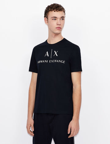 Brand Logo Print Regular Fit Round-Neck Black T-Shirt