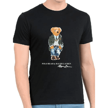 Mens Polo 3 Regular Print Black Tshirt